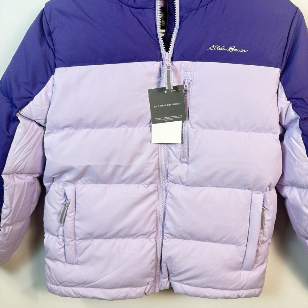 Eddie Bauer Kids Classic Down Puffer Jacket Pastel Lilac Medium Outerwear NEW - Picture 8 of 16